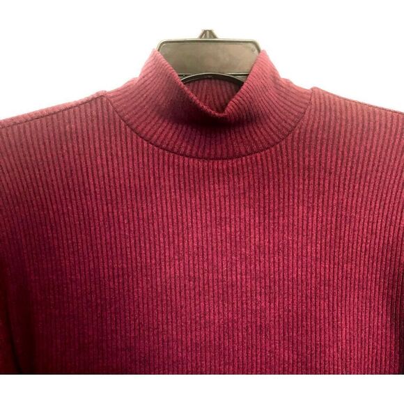 SANCTUARY - 🎉HP🎉NWT - L Sz S “Cozy Nights” Mock Neck Ribbed Top in Dark Cherry - Picture 3 of 14